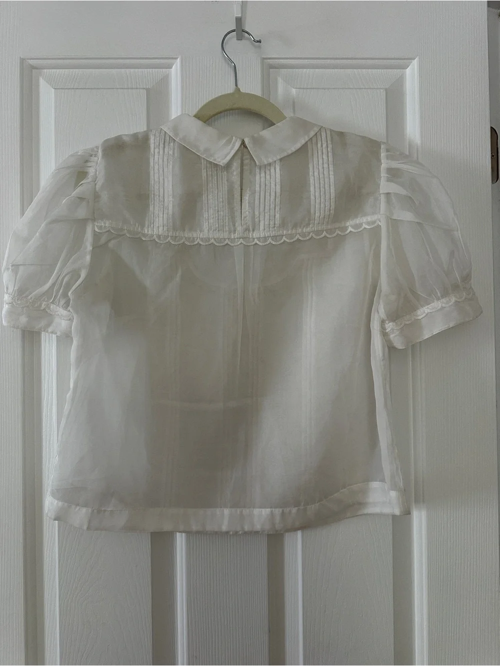 Maeve by Anthropologie Ladies Peter Pan Collar Puff Sleeve Sheer Top